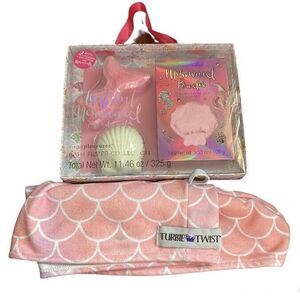 Mermaid Turbie Twist Hair Wrap and Bath Fizzie Bath Beauty Gift Set